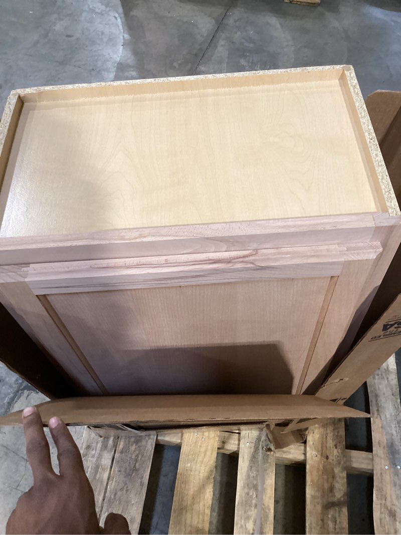 Condition photo showing Good Condition for 21 in. w x 12 in. d x 30 in. h assembled wall kitchen cabinet in unfinished with recessed panel