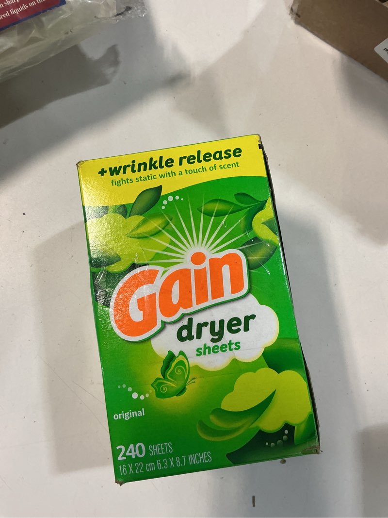 Condition photo showing New/Like New for Gain dryer sheets Plus Wrinkle Release, Original Scent, 240 Count, Fights static with a touch of scent, laundry sheets Original 240 Count (Pack of 1)