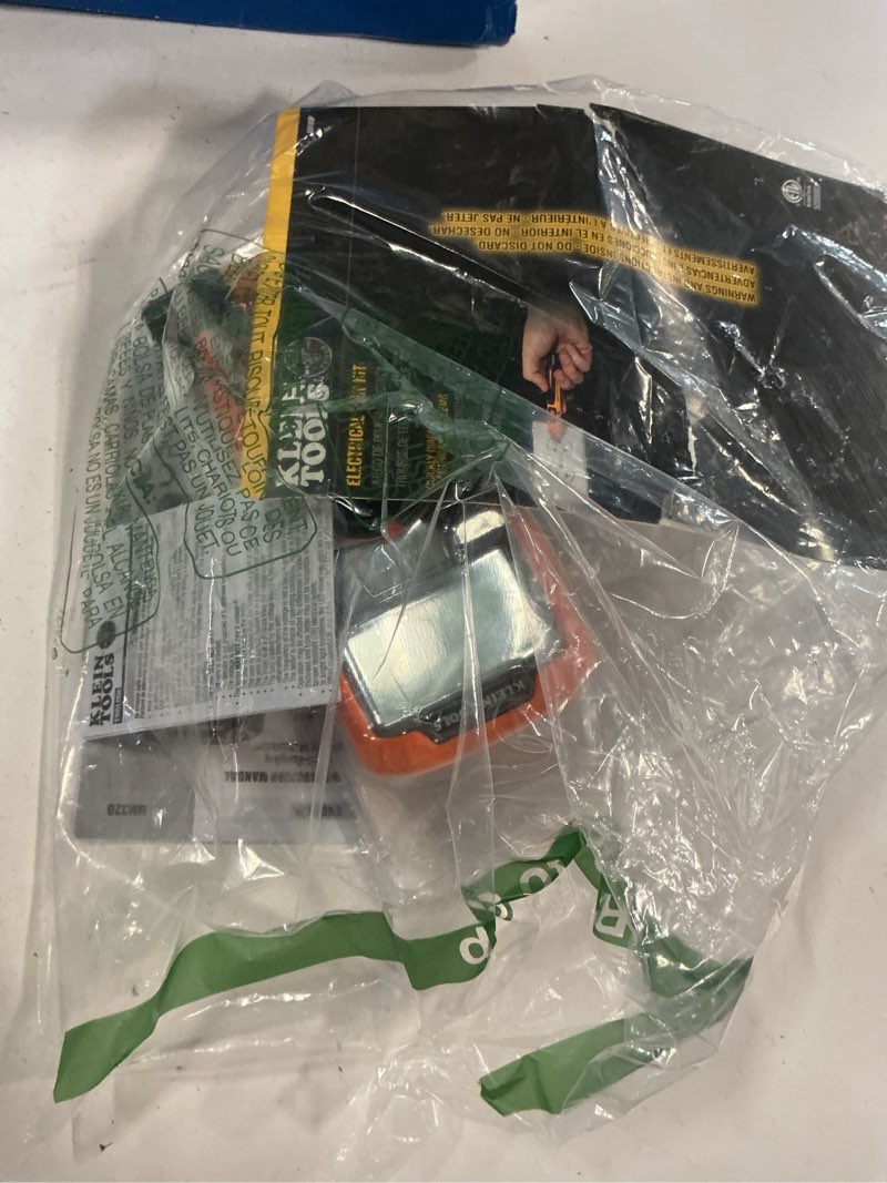 Condition photo showing As Is for klein tools 69149p electrical test kit with digital multimeter, non-contact voltage tester and electrical outlet tester, leads and batteries