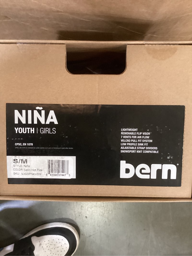 Condition photo showing New/Like New for Bern Nina Summer Youth Womens Helmet & Visor Satin Hot Pink Small / Medium