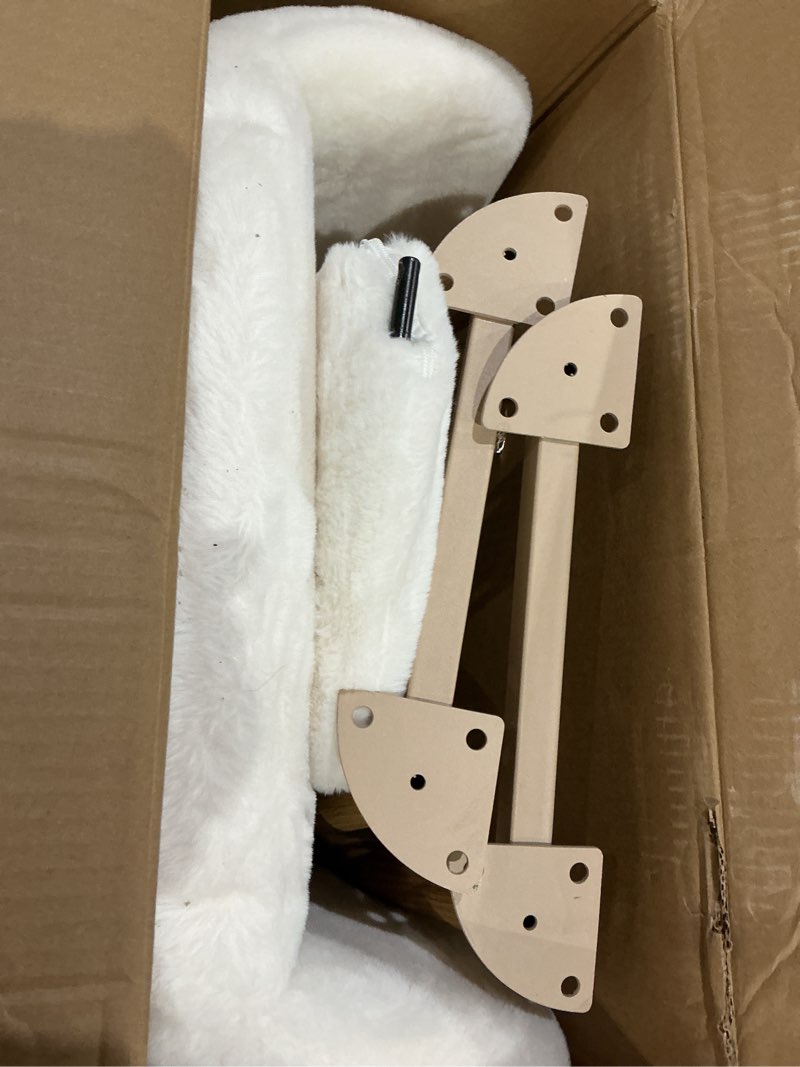 Condition photo showing As Is for kcc furry desk chair, mid-century modern accent comfy armchair with faux fur for teen girls, wood look metal legs living dining room, home vanity makeup office no wheel, white. white 1 pc