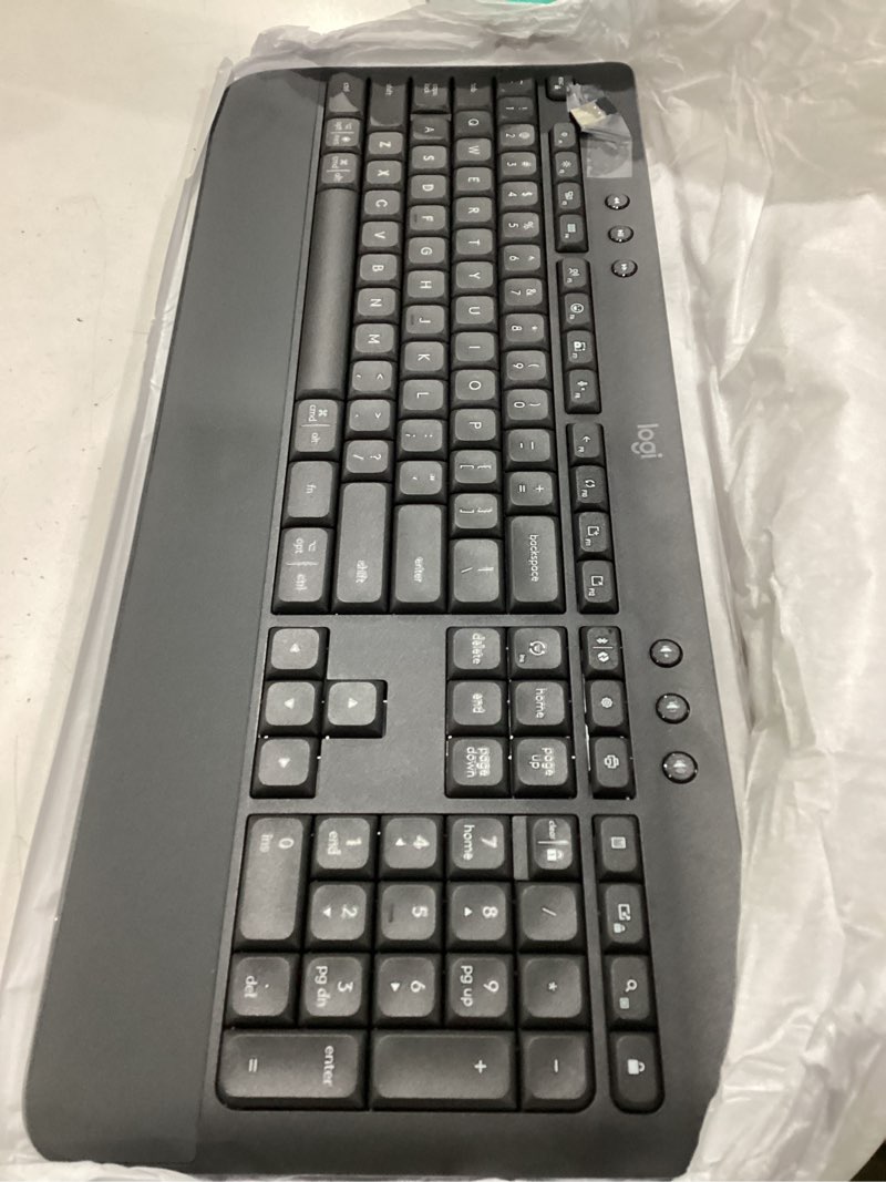 Condition photo showing As Is for logitech signature k650 comfort full-size wireless keyboard with wrist rest, ble bluetooth or logi bolt usb receiver, deep-cushioned keys, numpad, compatible with most os/pc/window/mac - graphite keyboard graphite
