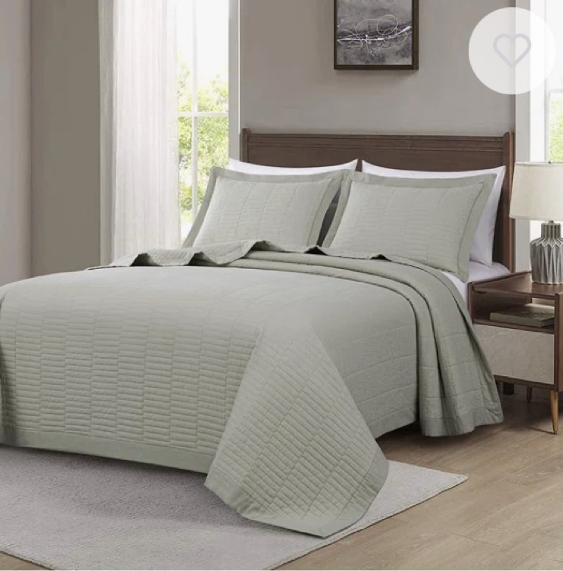Solid Color Cotton Quilt Flange Border 3 Piece Quilt Set (missing pillow cases)