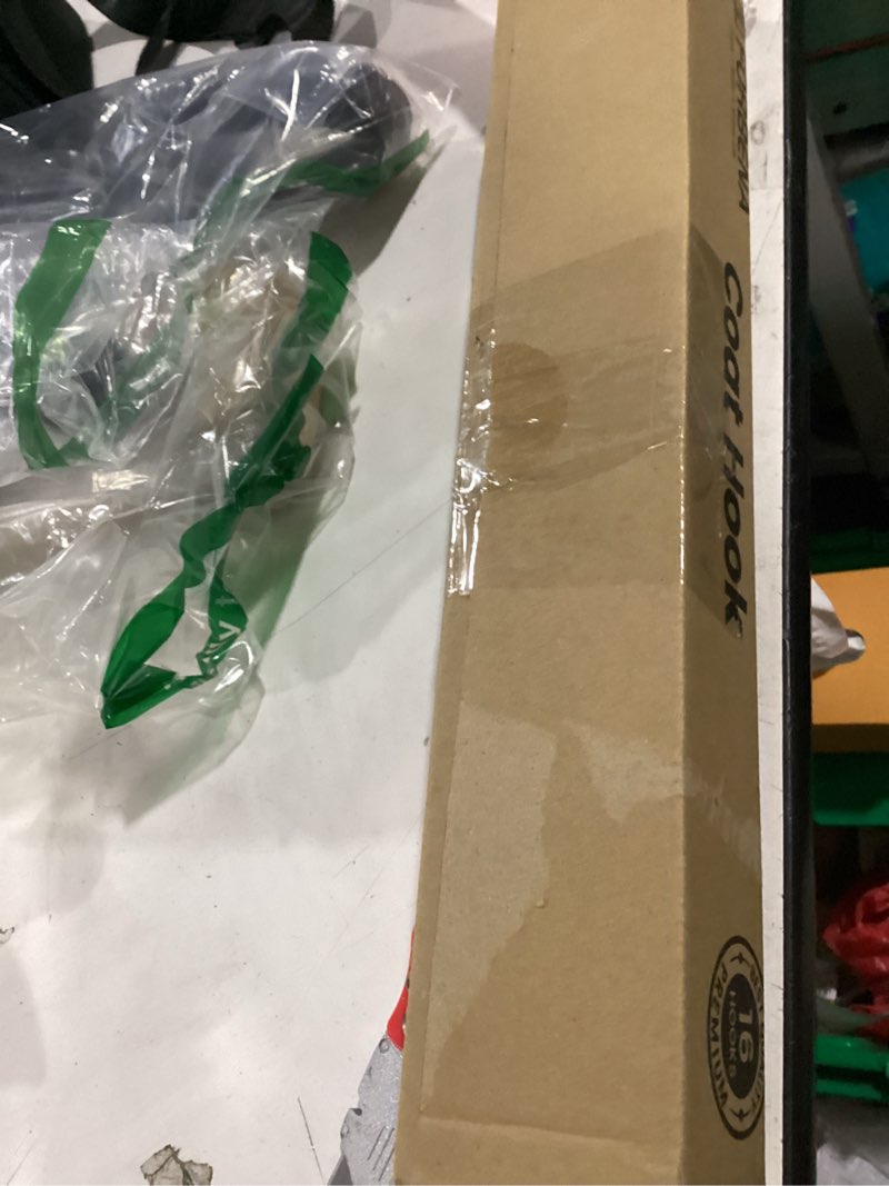 Condition photo showing As Is for Forbena White Coat Hooks Wall Mount for Hanging 4 Pack, 16 Inch Wood Entryway Coat Rack Wall Mounted Heavy Duty, Modern Large Wall Hooks for Hats Kids Clothes Bags Purses Caps Closet - 16 Hooks