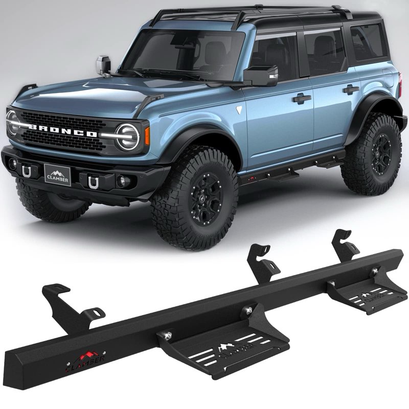 CLAMBER Off-Road Running Boards For 2021-2026 Ford Bronco 4 Door Models (Not Sport), Side Steps