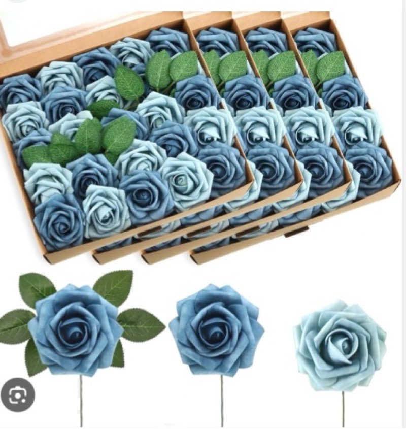Luinabio 100 Pcs Artificial Foam Rose Faux Bouquet with Leaves and Stems for DIY Wedding Bouquets Ce
