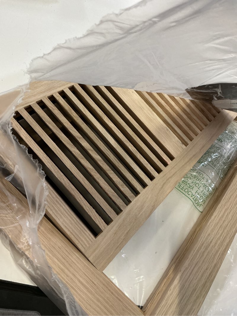 Condition photo showing Good Condition for oak floor register for 6x12 inch duct holes - flush mount floor vent with metal damper - white wooden vent covers for home floor - 0.8 inch thickness - unfinished 6 x 12 white oak