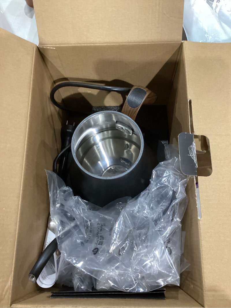 Condition photo showing Good Condition for Cocinare FLOW B9 Gooseneck Electric Kettle, Precise Temperature Control for Pour-Over Coffee & Tea Brewing, Stainless Steel Interior, Rapid Heating for Boiling Water 1500W/0.9L (Black Walnut)