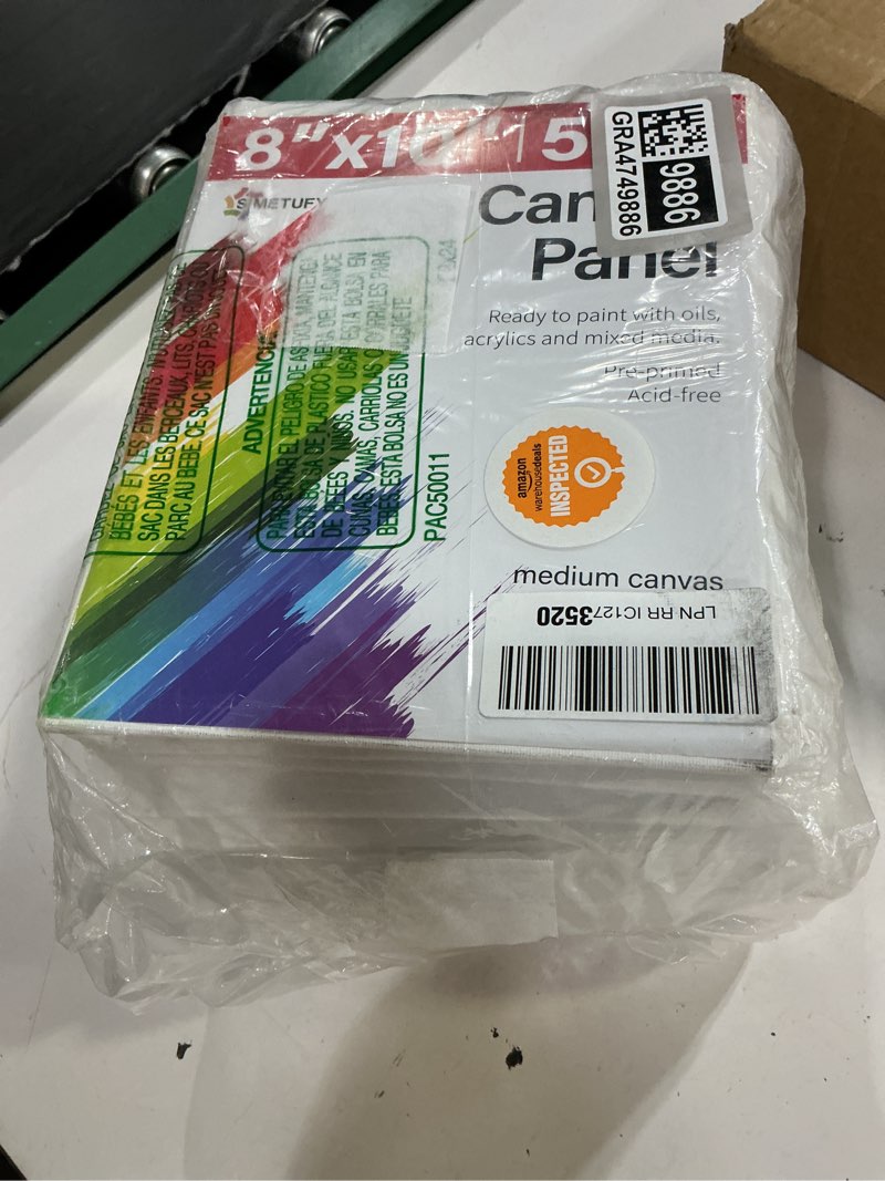 Condition photo showing New/Like New for simetufy canvas boards for painting 52 pack 8 x 10 inch blank flat canvas panels 100% cotton pre-primed for acrylic & oil paint, art supplies for kids & adults 8"x10"- 52 pack