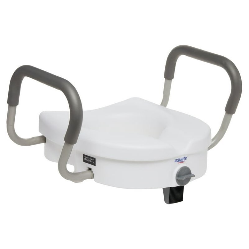 equate 5" raised toilet seat with adjustable handles and lock, white, 350 lb weight capacity