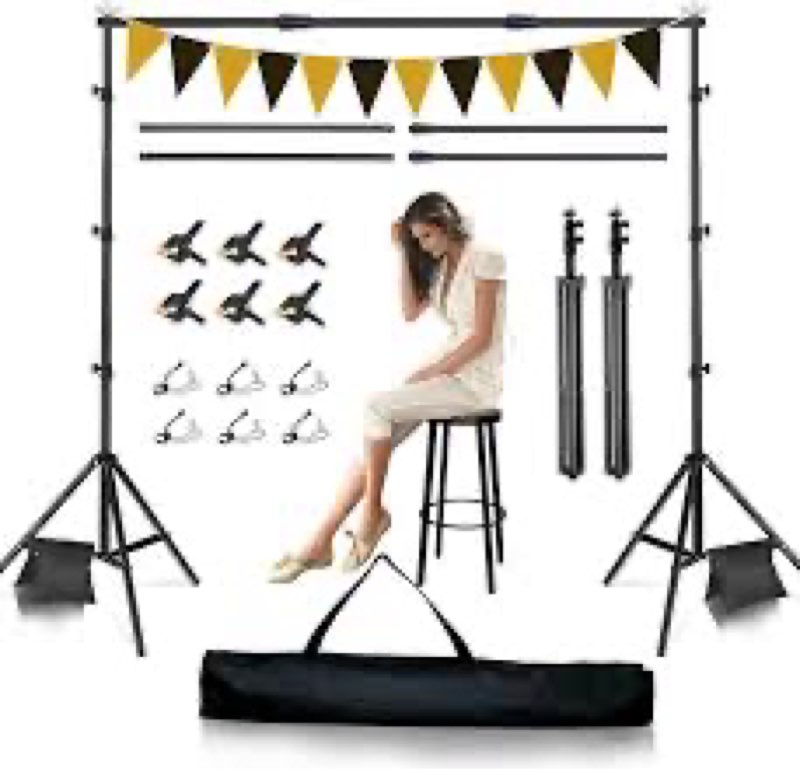 Backdrop Stand, 8.5x10ft Metal Base Photo Studio Support System, Adjustable Backdrop Frame for Photo