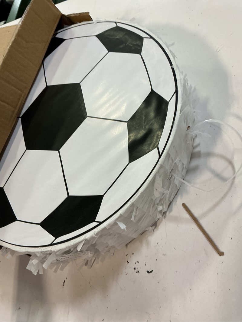 Condition photo showing Good Condition for 78 pcs soccer piñata set soccer party favors include ball pinata blindfold stick confetti and sports bracelets mini keychains bulk stickers for adult sports themed birthday decorations party supplies