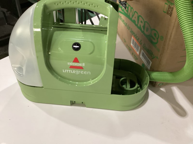 Condition photo showing As Is for BISSELL Little Green Multi-Purpose Portable Carpet and Upholstery Cleaner, Car and Auto Detailer, with Exclusive Specialty Tools, Green, 1400B, MISSING PARTS INCOMPLETE 