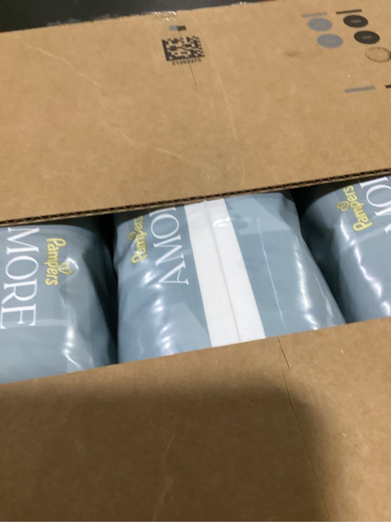 Condition photo showing As Is for pampers amore, size 2 (10-22 lbs), 186 count, our best diaper – hypoallergenic & fragrance free, up to 100% leakproof, soft as cashmere size 2 186