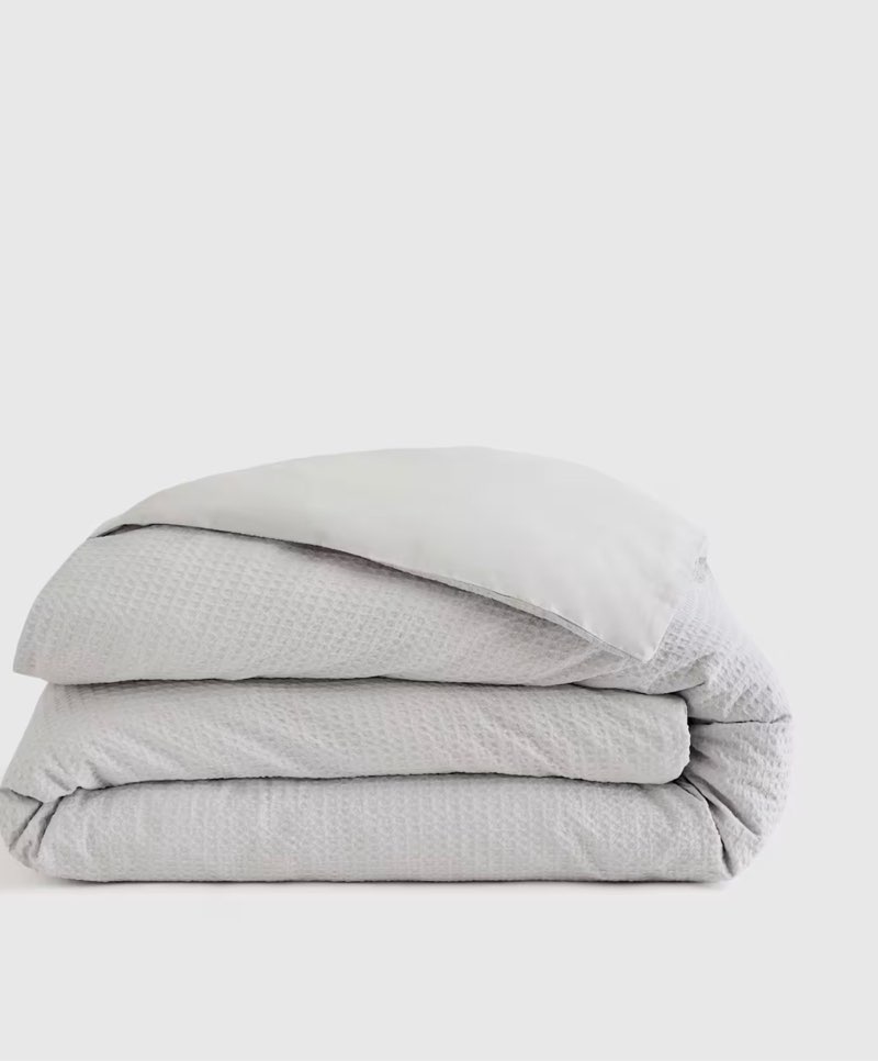 quince luxe honey comb duvet cover queen / 2.000 light grey