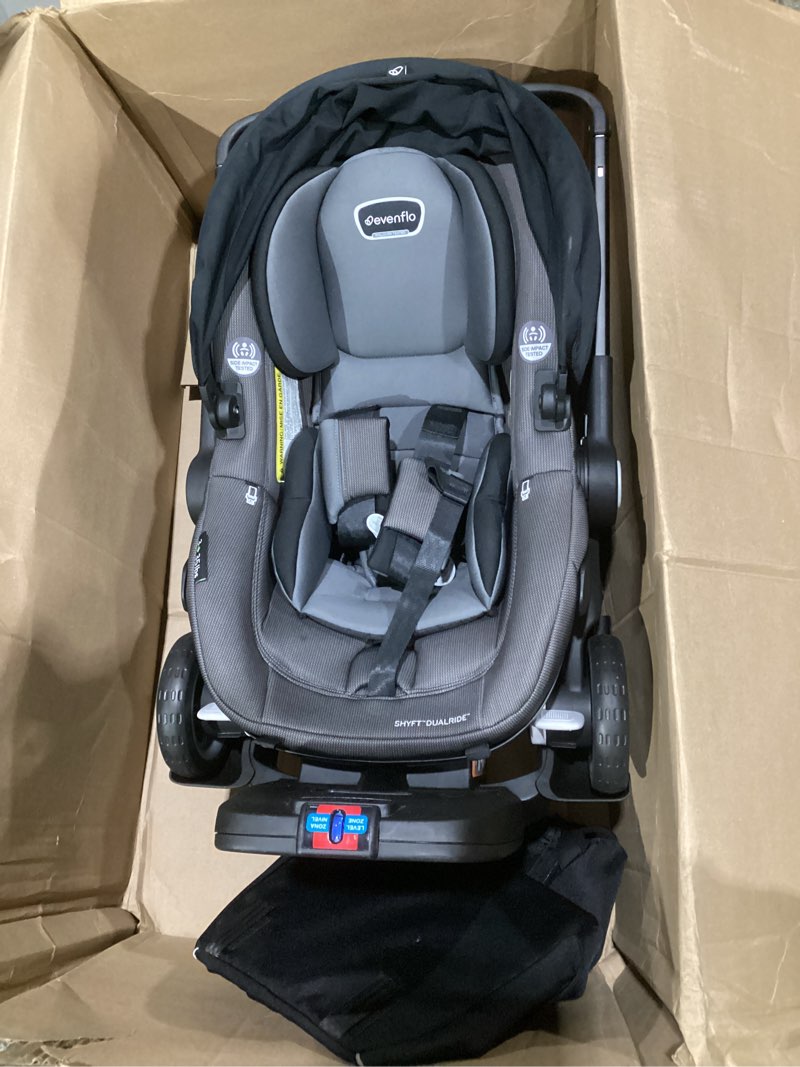 Condition photo showing Good Condition for (similar to stock photos)evenflo shyft dualride infant car seat stroller combo with carryall storage (boone gray)