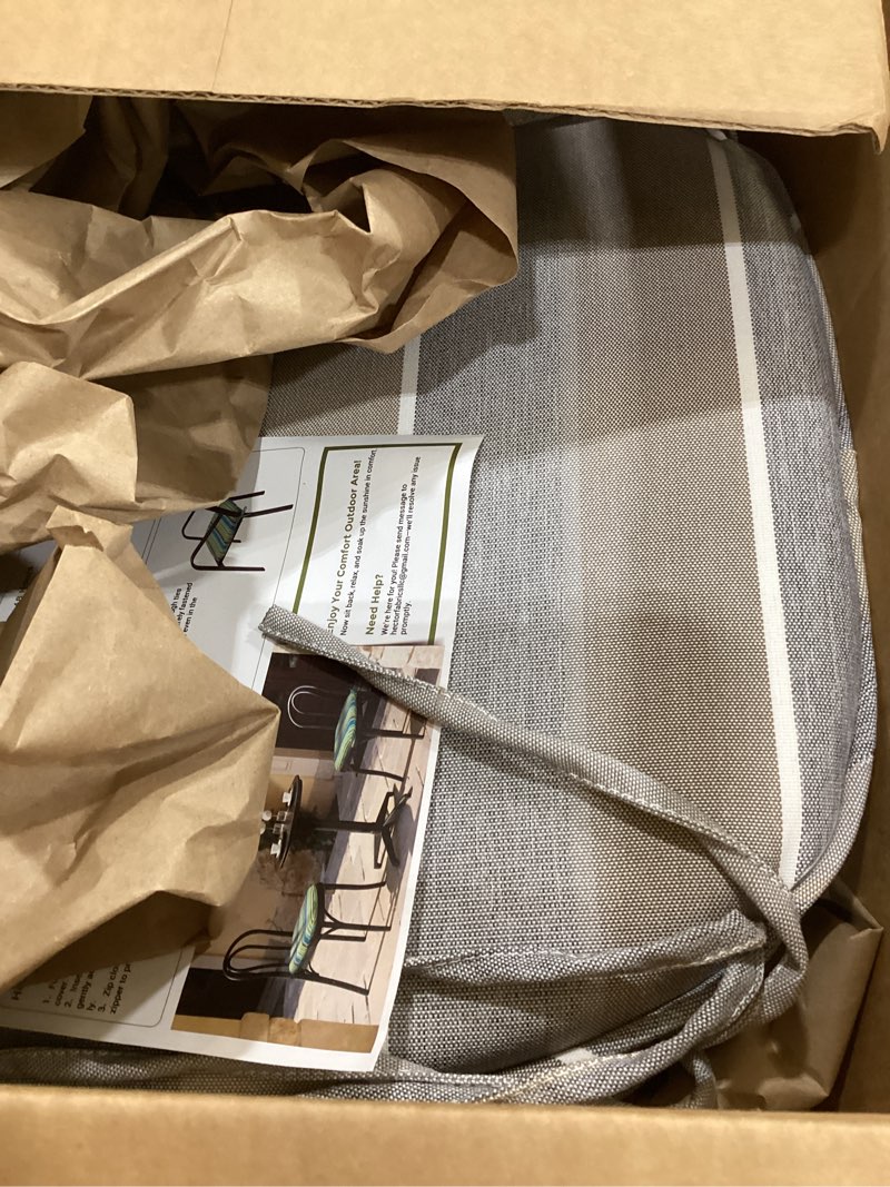 Condition photo showing Good Condition for funhome outdoor chair cushions set of 2,patio seat cushion 17"x16"x2",u-shaped dining chair cushion 17 by 16 inch,water resistant,fade-resistant chair pads for kitchen garden furniture(gray stripe) gray stripe set of 2
