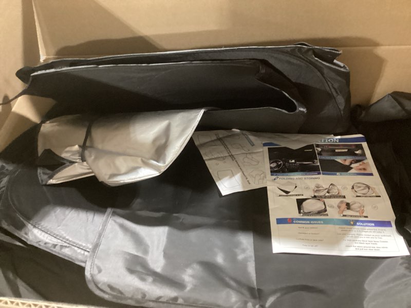 Condition photo showing Good Condition for singaro 300t universal car windshield sun shade, foldable reflective for windshield & window shades with overlapping design, car interior accessories (55" l x 26.7" w) standard