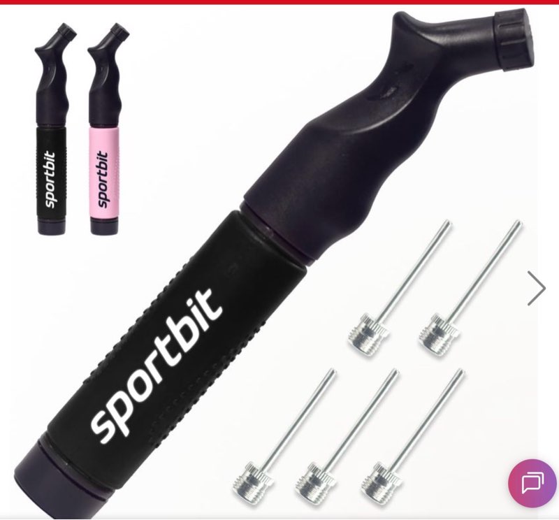 SPORTBIT Ball Pump with 5 Needles - Push & Pull Inflating System - Great for All Exercise Balls - Volleyball Pump, Basketball Inflator, Football & Soccer Ball Air Pump - Goes with Needles Set