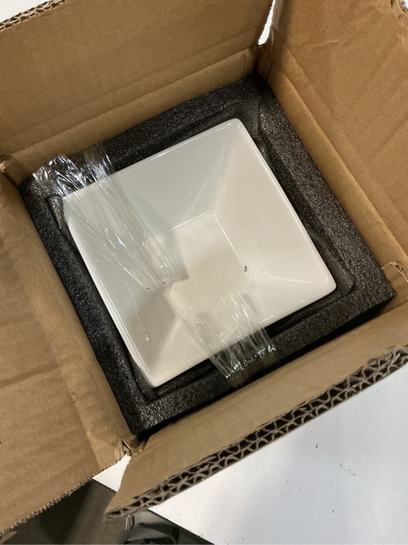 Condition photo showing Good Condition for white serving bowls, 20 oz white bowls set of 4, ceramic square bowls for fruit, snacks, soup and desert bowl, 6" cereal bowls