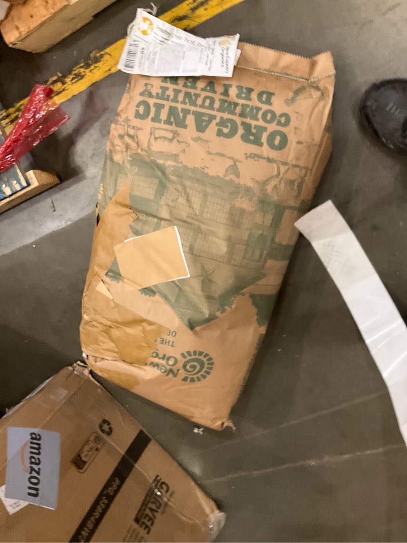 Condition photo showing As Is for New Country Organics | Corn-Free Classic Layer Chicken Feed for Laying Hens | Corn-Free and Soy-Free | 17% Protein | Certified Organic and Non-GMO Chicken Food | 50lbs Bag Corn Free 50 Pound (Pack of 1)