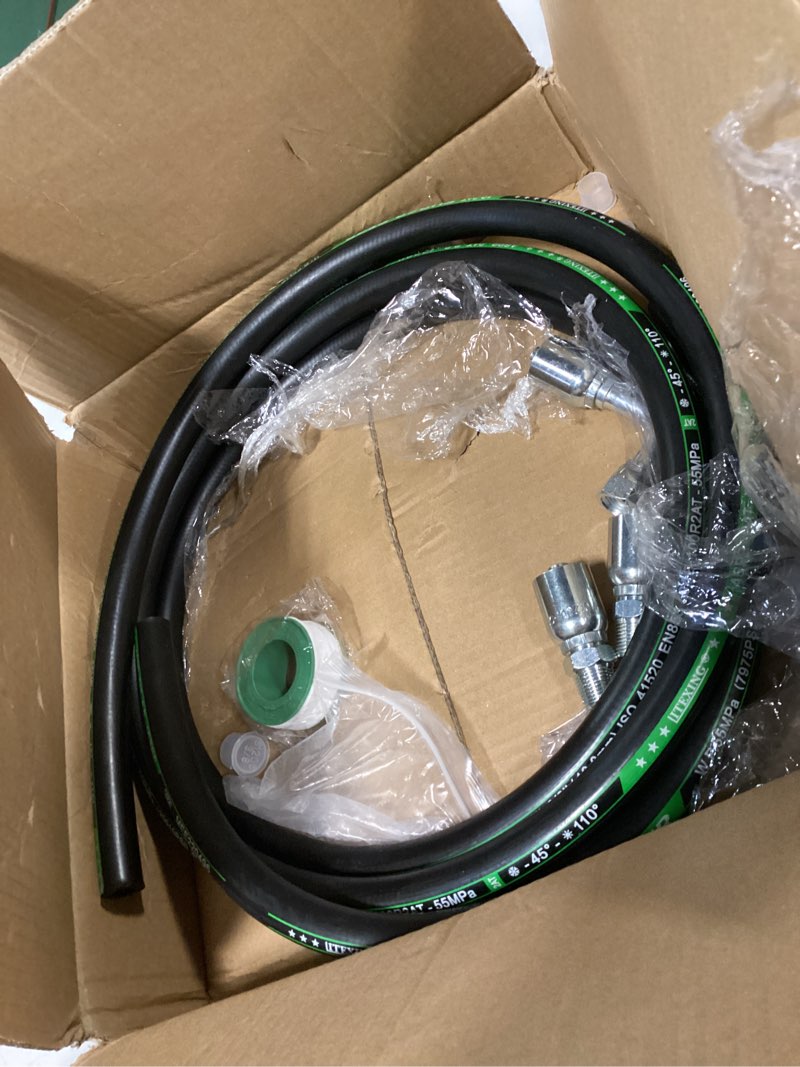 Condition photo showing Good Condition for 10ft 3/8 inch hydraulic hose (en853 sae 100r2at -55mpa/7975psi, 2-layer steel braided),heavy-duty industrial hydraulic oil hose with fittings black 3/8-inch 10ft hydraulic hose kit