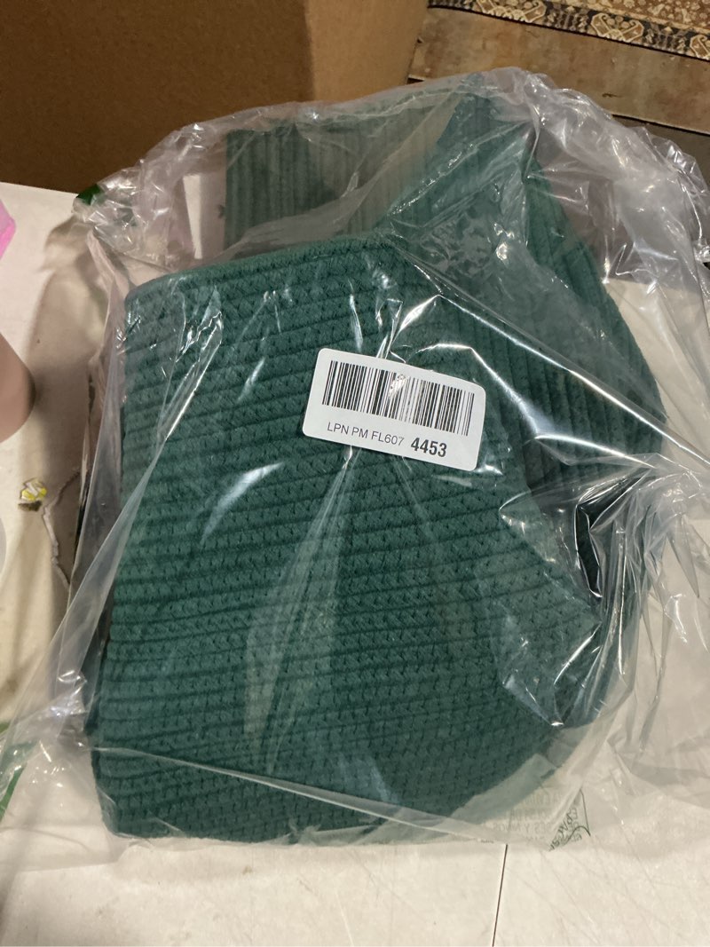 Condition photo showing Good Condition for Cotton Rope Basket For Girls Boys Kids 16”X14” Baby Laundry Basket Nursery Bin Round Woven Baskets Organizer For Storage Toys Blankets Shoes Clothes dark green