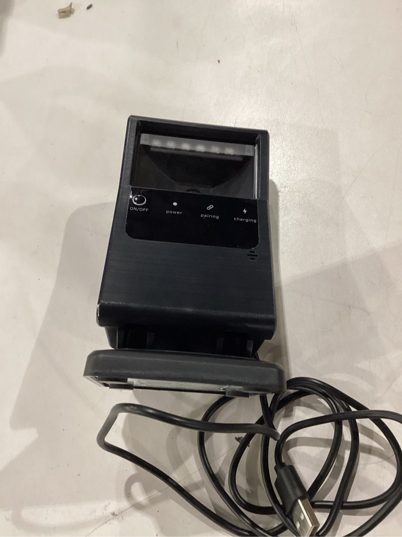 Condition photo showing Good Condition for obz 2d wireless barcode scanner, bluetooth & 2.4g & usb wired 3-in-1 desktop barcode scanner, hands-free omnidirectional qr code reader for screen/paper, 2600mah battery for retail, inventory, pos 2d qr bluetooth wireless barcode scanner
