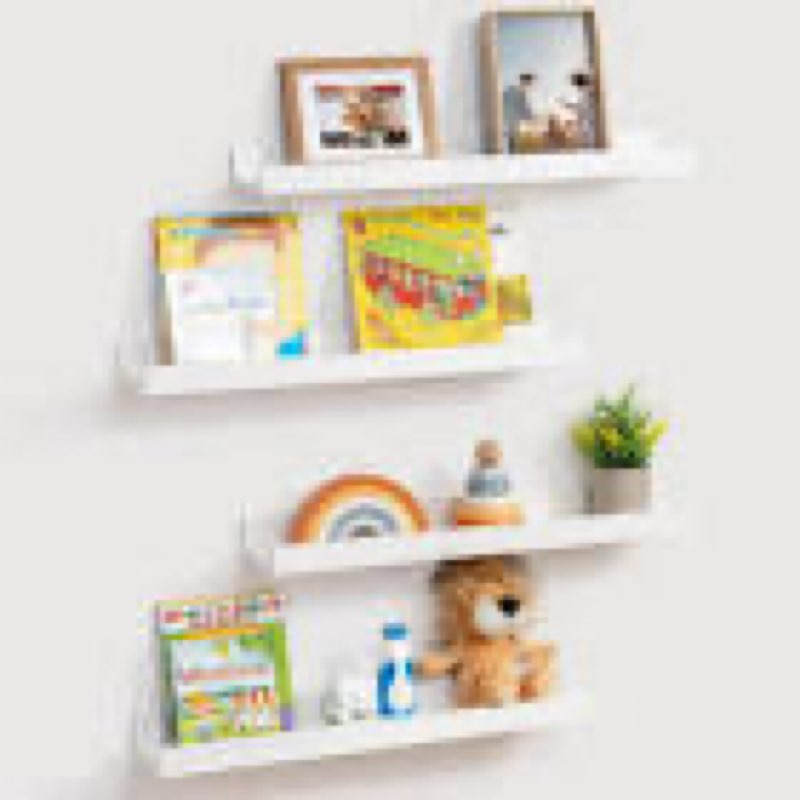 fun memories picture ledge shelf, white floating shelves set of 4, 24 inch picture shelves for wall 