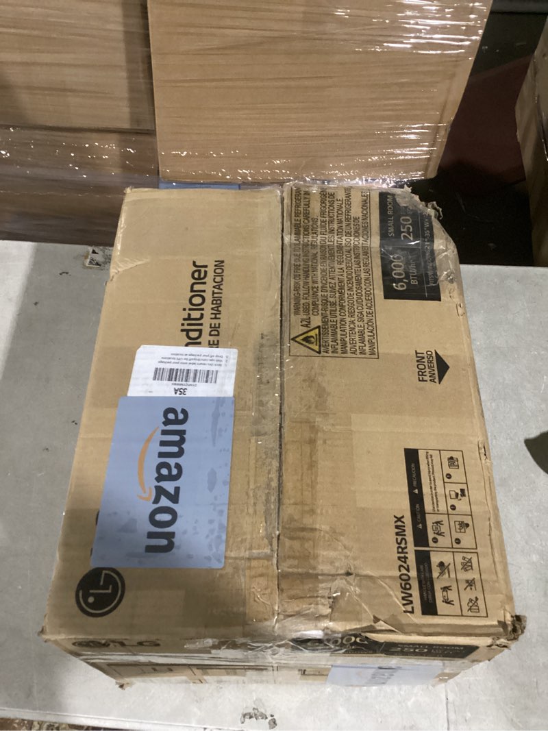 Condition photo showing As Is for lg 6000 btu window air conditioner[2024 new] remote control, wifi enabled works with lg thinq, alexa, hey google, washable filer ultra-quiet cools small room up to 250 sq.ft ac unit white lw6024rsmx white 6,000 btu