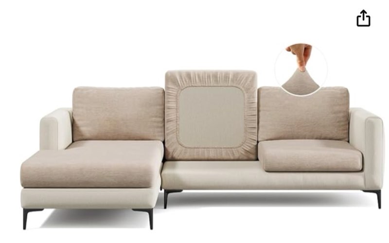 nolan interior magic sofa cover - classic jacquard chaise couch cover - pet proof, easy install, stretchy slipcover - medium, camel brown