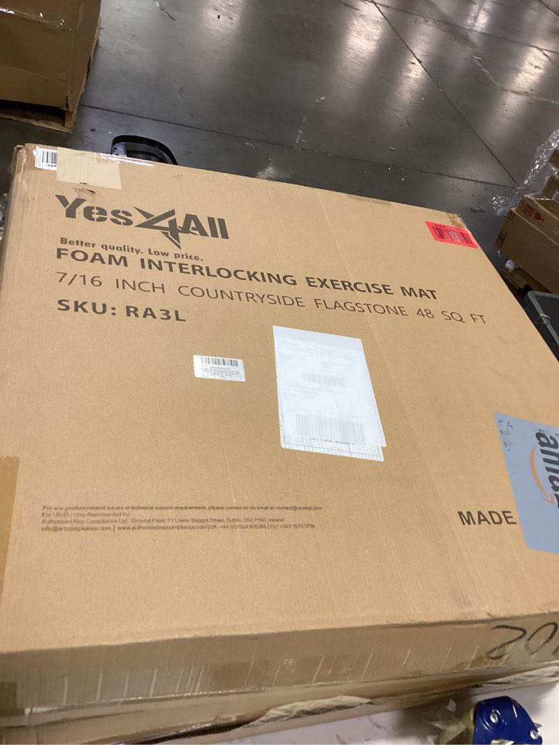 Condition photo showing New/Like New for Yes4All EVA Interlocking Mats, Puzzle Floor Tiles, Foam Floor Padding with Border for Furniture, Home Space, Living Room, Garage J. 48 Square Feet (12 Tiles) - Slate