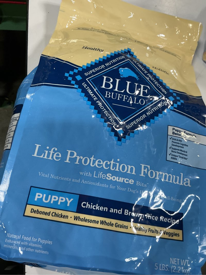 Condition photo showing New/Like New for (bbd 2027/07/09)  blue buffalo life protection formula puppy dry dog food with dha and ara, made with natural ingredients, chicken & brown rice recipe, 5-lb bag chicken & brown rice 5 pound (pack of 1)