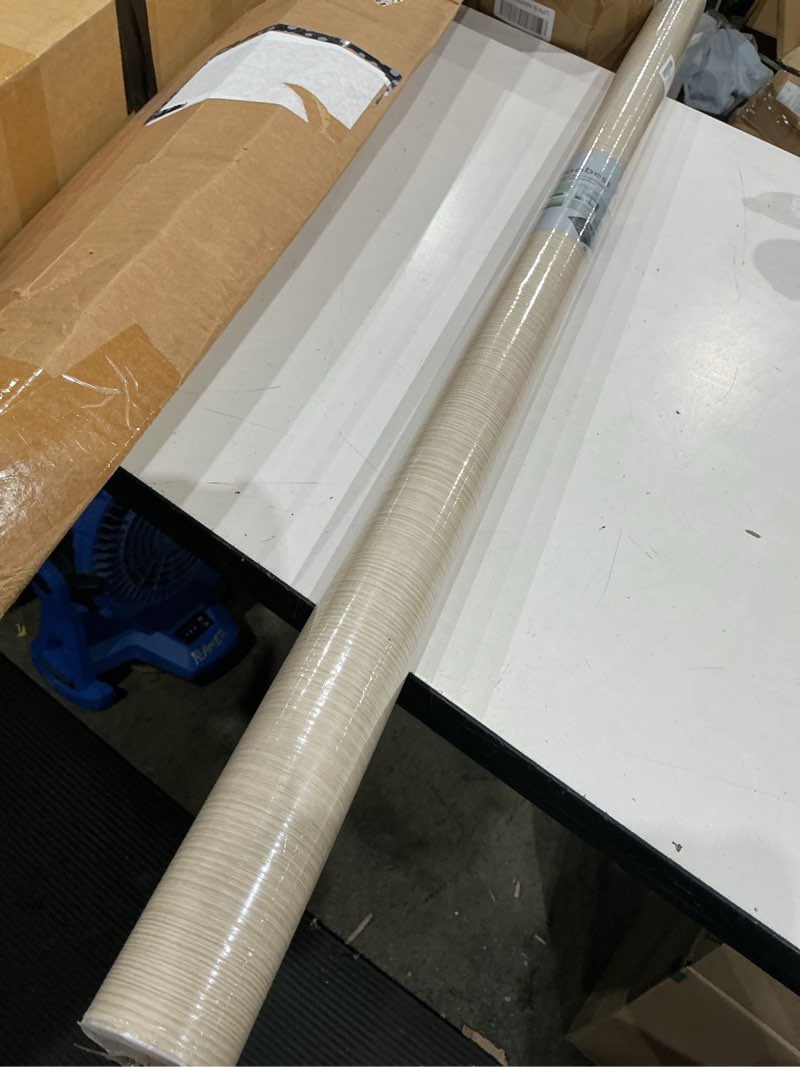 Condition photo showing As Is for boobest large size 196"x48" wide light wood grain contact paper peel and stick gray wooden wallpaper for bathroom farmhouse laundry room apartment temporary wallpaper self adhesive wood vinyl wrap 48" x 196.9" gray