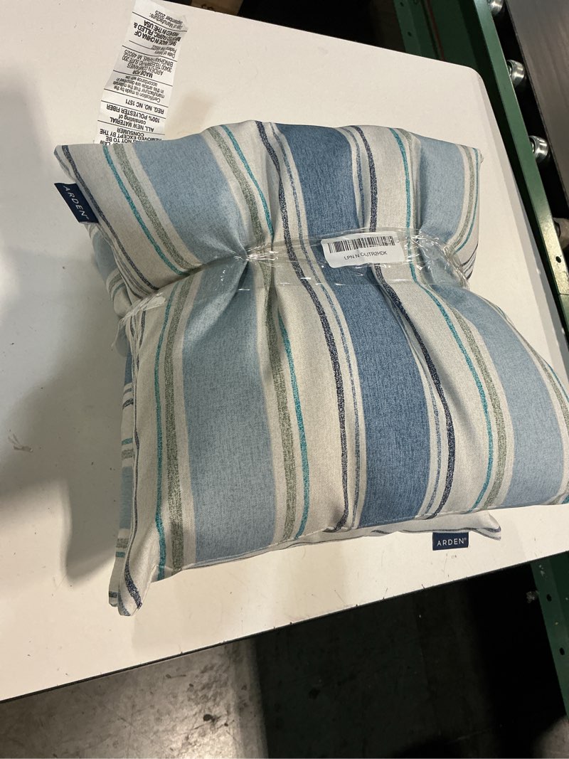 Condition photo showing Good Condition for arden outdoor toss pillow, 2 pack, 16 x 16, rain-proof, fade resistant aqua leala 16 x 16 aqua leala 2