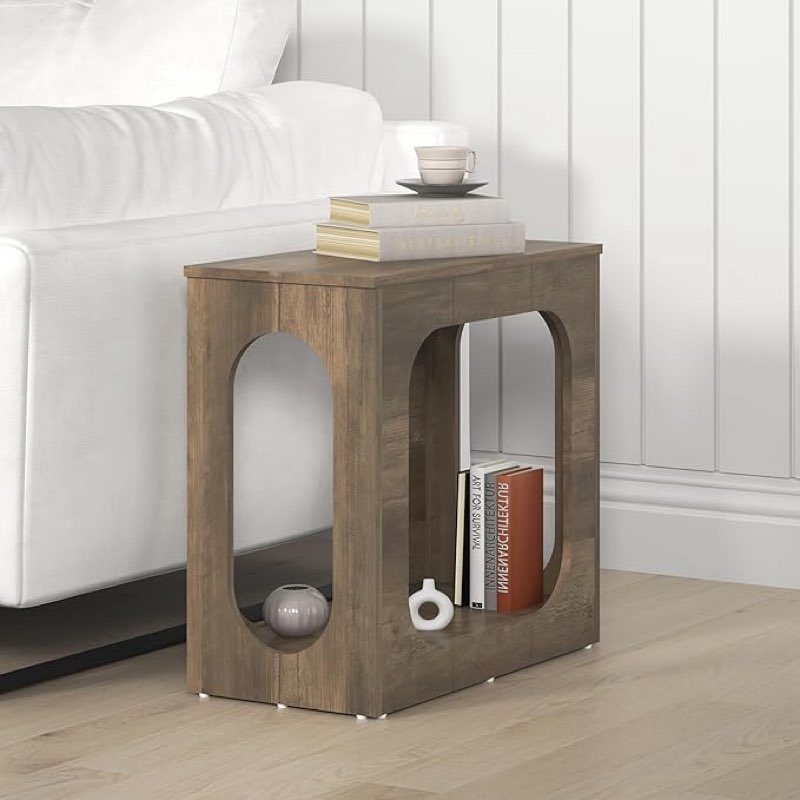 Galano Doyle End Table, Bedside Table for Bedroom, Small Sofa Table, Side Table for Living Room, Easy Assembly, 23.4" D x 11.7" W x 22.1" H, Knotty Oa