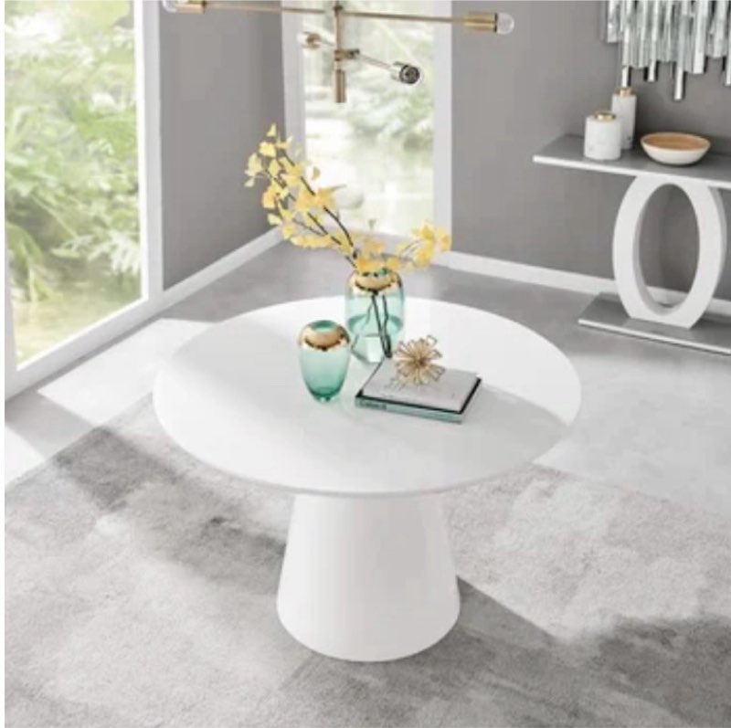 chowchilla black high gloss round dining table base color: white