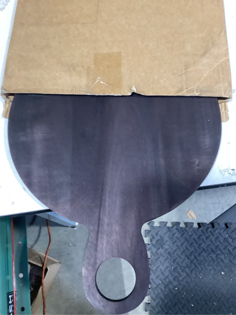 Condition photo showing Good Condition for 1 pcs acacia wood cutting board with handle 21'' circle charcuterie chopping board for pizza cheese meat decorative black wooden serving tray for kitchen and dining room 21.3"l x 17.7"w black 1