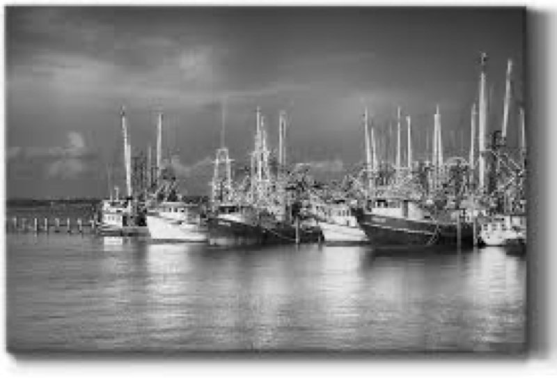Renditions Gallery Vintage Wall Art Paintings & Prints Docked Shrimp Boats Canvas Artwork for Bedroom Dining Living Room Office Home Kitchen Wall Decor - 8"X12"