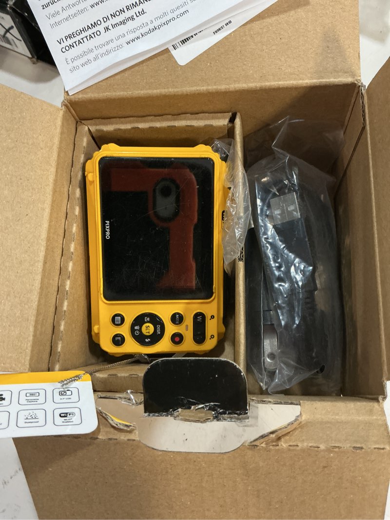 Condition photo showing As Is for kodak pixpro wpz2 waterproof digital camera, 16mp with 4x optical zoom, shockproof, dustproof, 1080p video, wi-fi, yellow