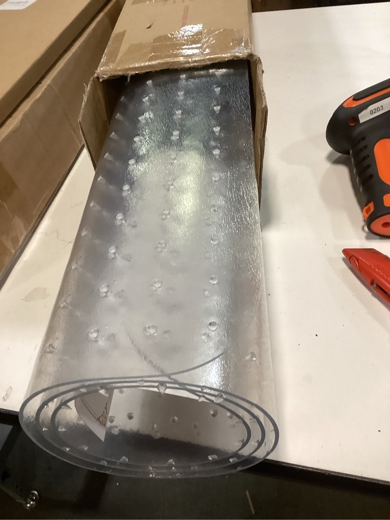 Condition photo showing Good Condition for Office Chair Mat for Carpets, Clear Computer Desk Chair Mat for Low Carpeted Floors, Thick and Sturdy Carpet Protector, Easy Glide and Flat Without Curling(30'' x 48'' Rectangle) 48" X 30" Rectangle