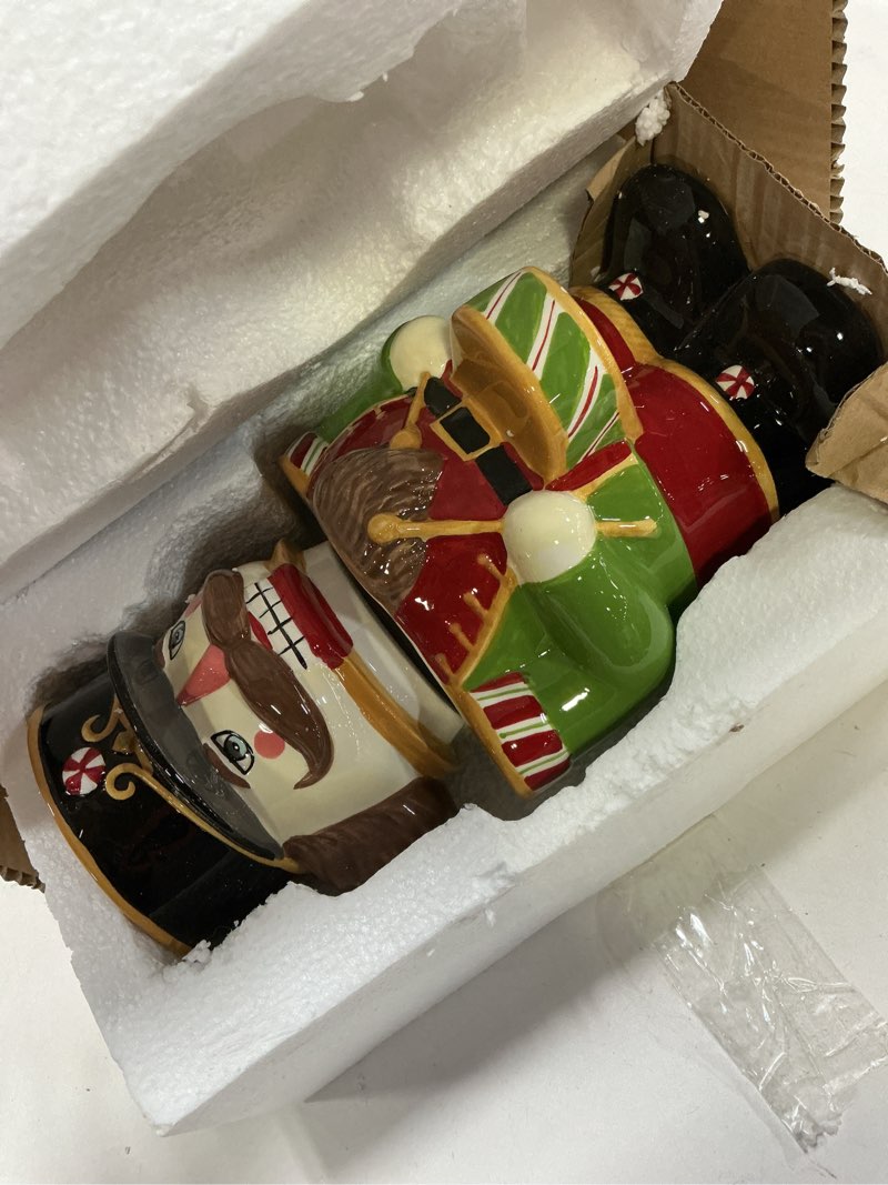 Condition photo showing Good Condition for Certified International Holiday Magic Nutcracker Cookie Jar, 3D Hand-Painted Ceramic Jar – Festive 56 oz Christmas Kitchen Decor & Candy Canister – Holiday Countertop Display or Gift Idea