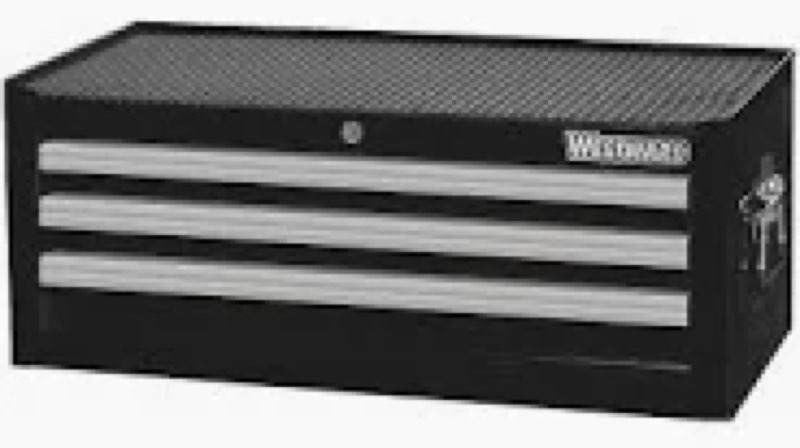 workington industrial 3 drawers portable metal intermediate box, 26" middle tool chest cabinet with 