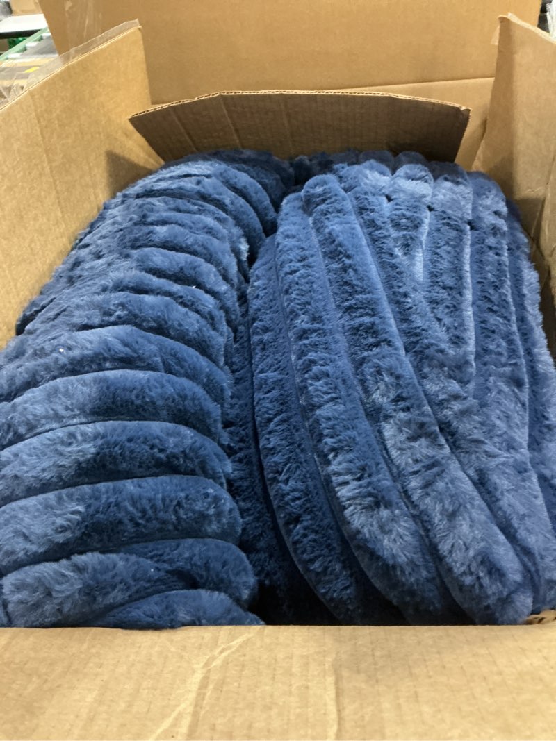 Condition photo showing As Is for Headboard Pillow + A Long Neck Roll Pillow Body Pillow?Faux Fur Headboard Wedge Pillow with Removable Cover (Blue, Twin?39x8x20 inches)