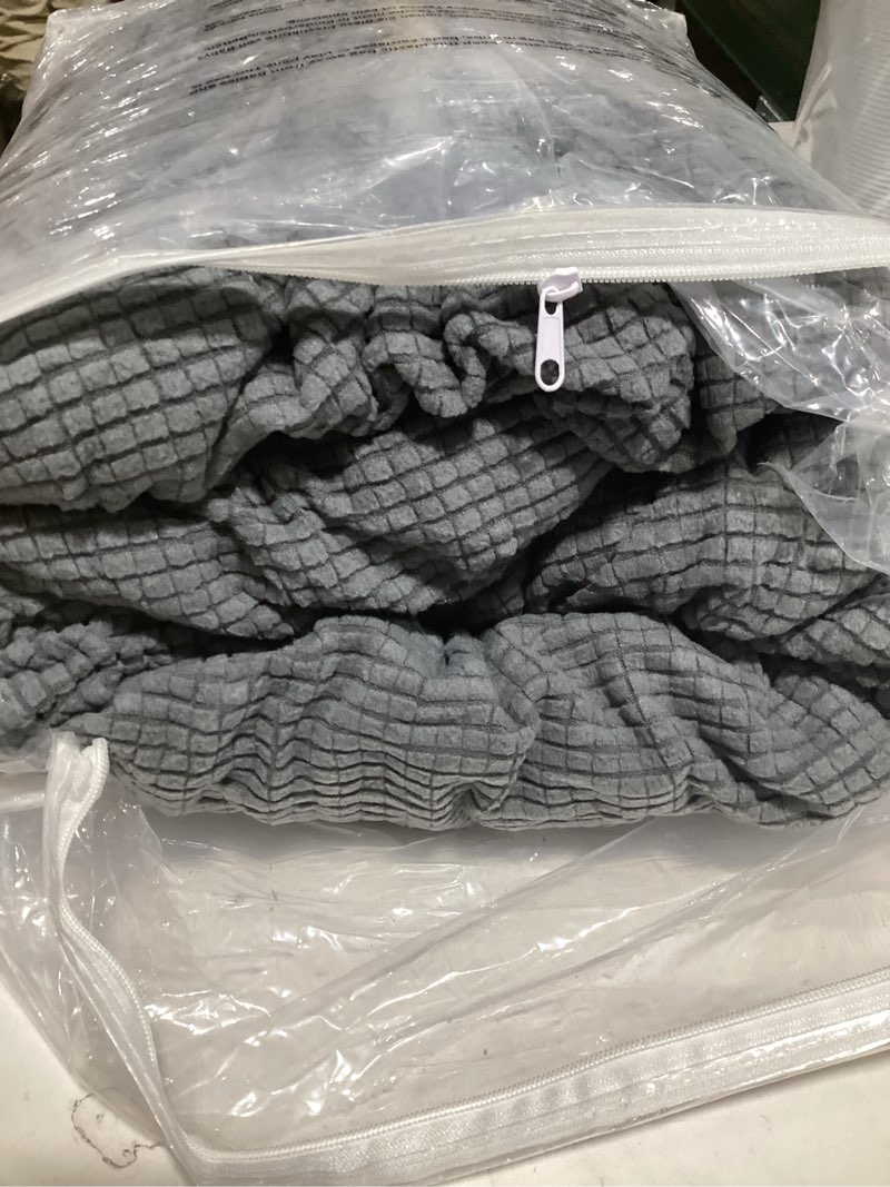 Condition photo showing Good Condition for Turquoize 4 Piece Sofa Covers for 3 Cushion Couch Sofa Slipcover Soft Couch Cover for Dogs Washable Furniture Cover with 3 Individual Large Cushion Covers Feature Fabric (Large Sofa, Charcoal Gray) L Sofa (3 Cushion) Charcoal Gray