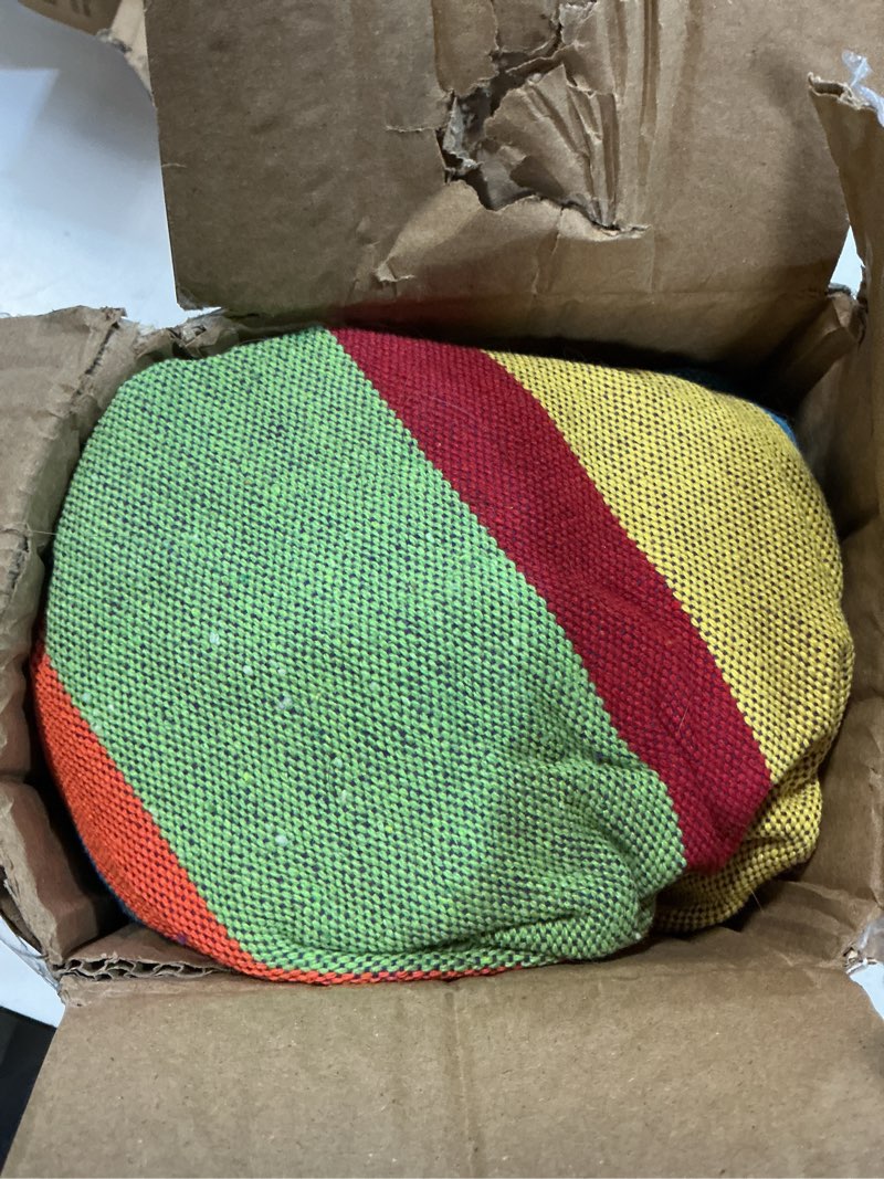 Condition photo showing Good Condition for suncreat outdoor double hammock, portable tree colorful hammock, colorful stripes rainbow stripes x-large