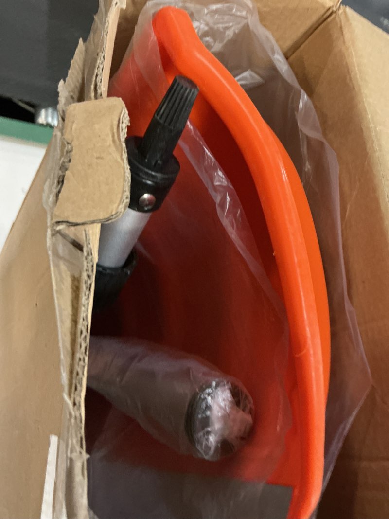 Condition photo showing Good Condition for Snow Pusher, 24-inch Wide Snow Shovel for Driveway, Snow Removal Tool for Car Garage, Sidewalks and Doorways, Snow Pusher Shovel with Ergonomic Grip and Aluminum Strip, Orange