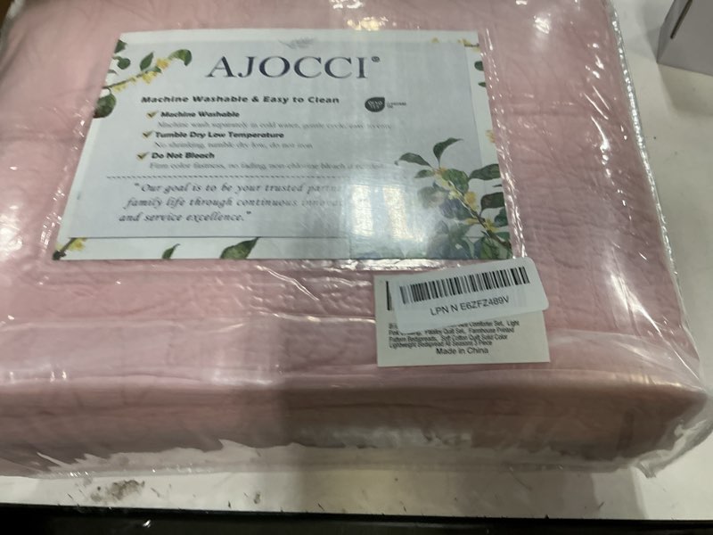 Condition photo showing New/Like New for cotton queen size comforter set?pink bedding?paisley quilt set?farmhouse printed pattern bedspreads?soft cotton quilt solid color lightweight bedspread all seasons 3 piece 02-5 pink queen (90"x98")