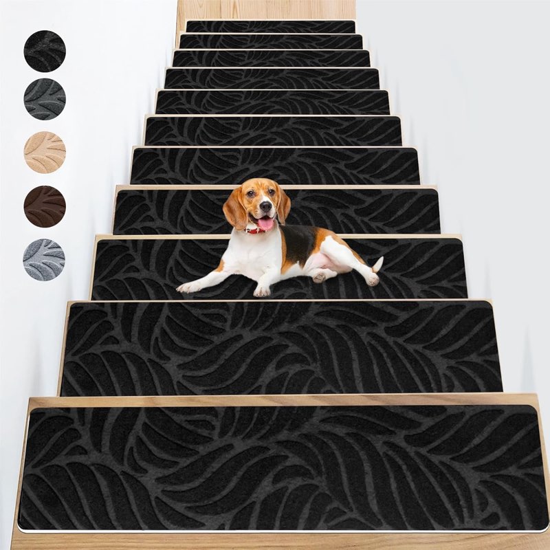 Muddy Mat® Pack of 12 - Soft Chenille Stair Treads Non-Slip Reusable, Super Absorbent Stair Treads f