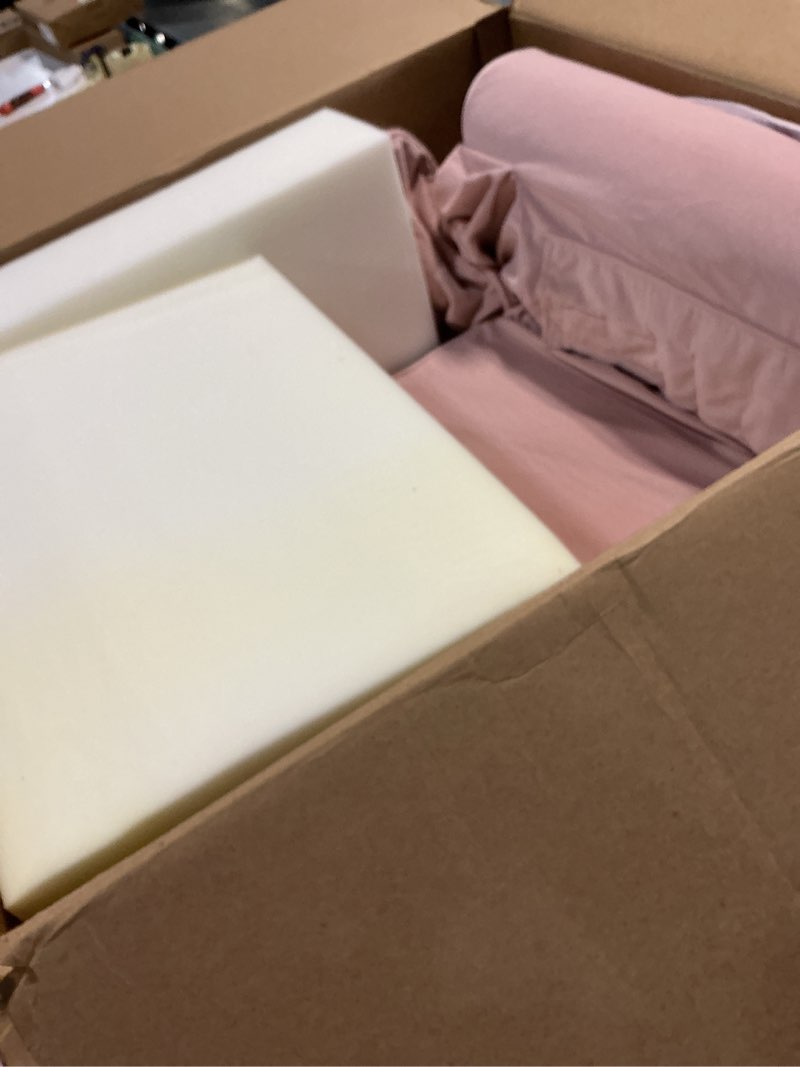 Condition photo showing As Is for Tiny Land 2-in-1 Foldable Kids Couch with Pockets – Soft Thick Toddler Sofa, Lounger Couch, Convertible Kids Chair for Playroom, Bedroom or Living Room, Gift for Boys & Girls (Pink)